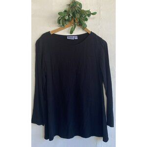 COPY - Chico's Design Top Blouse Size 2/Large Black Long Sleeve Gauzy Scoop Neck